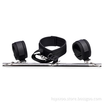 Adult Game Fetish Toys Stainless Steel Spreader Bondage Bar With Collar